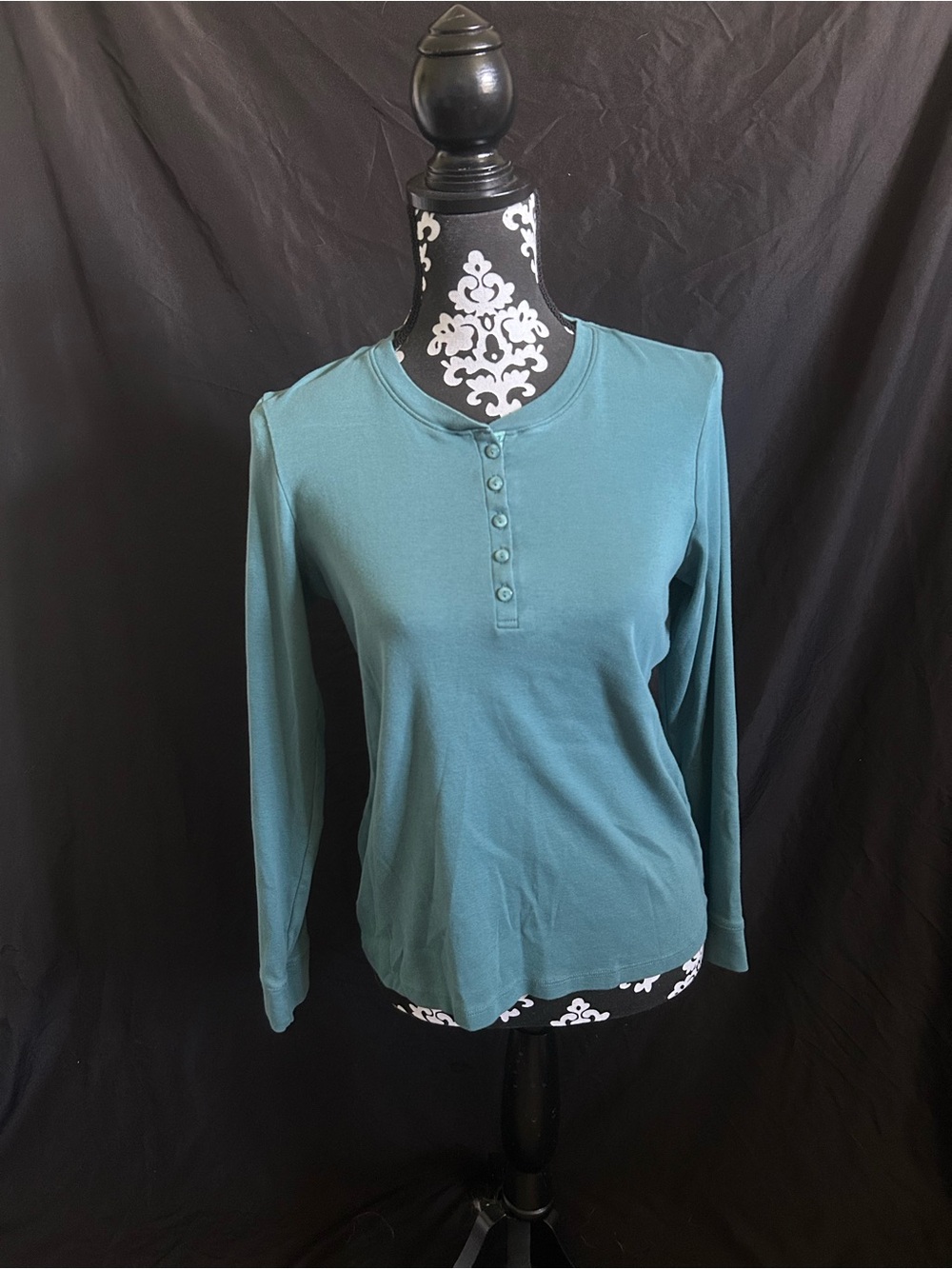 L.L. Bean Teal Long-Sleeve Henley Shirt